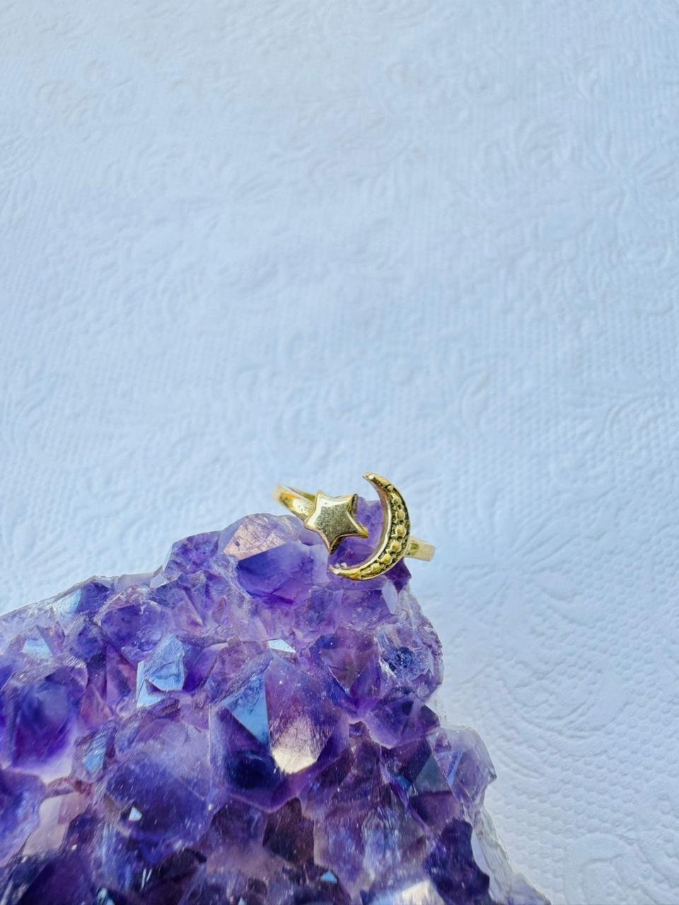 5/20 Pieces Crescent Moon and Star Brass Ring