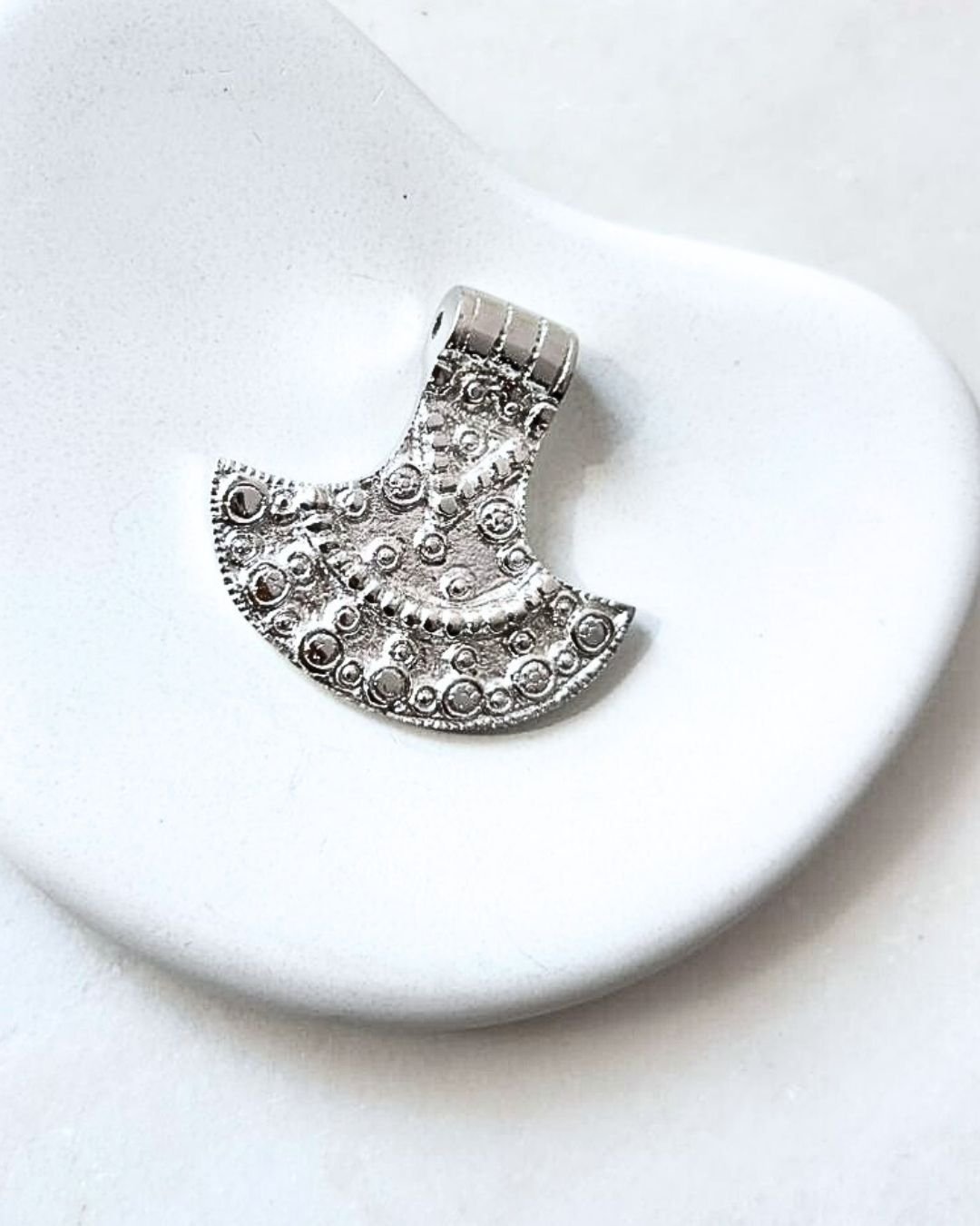 Big Ethnic Silver Filled Brass Pendant