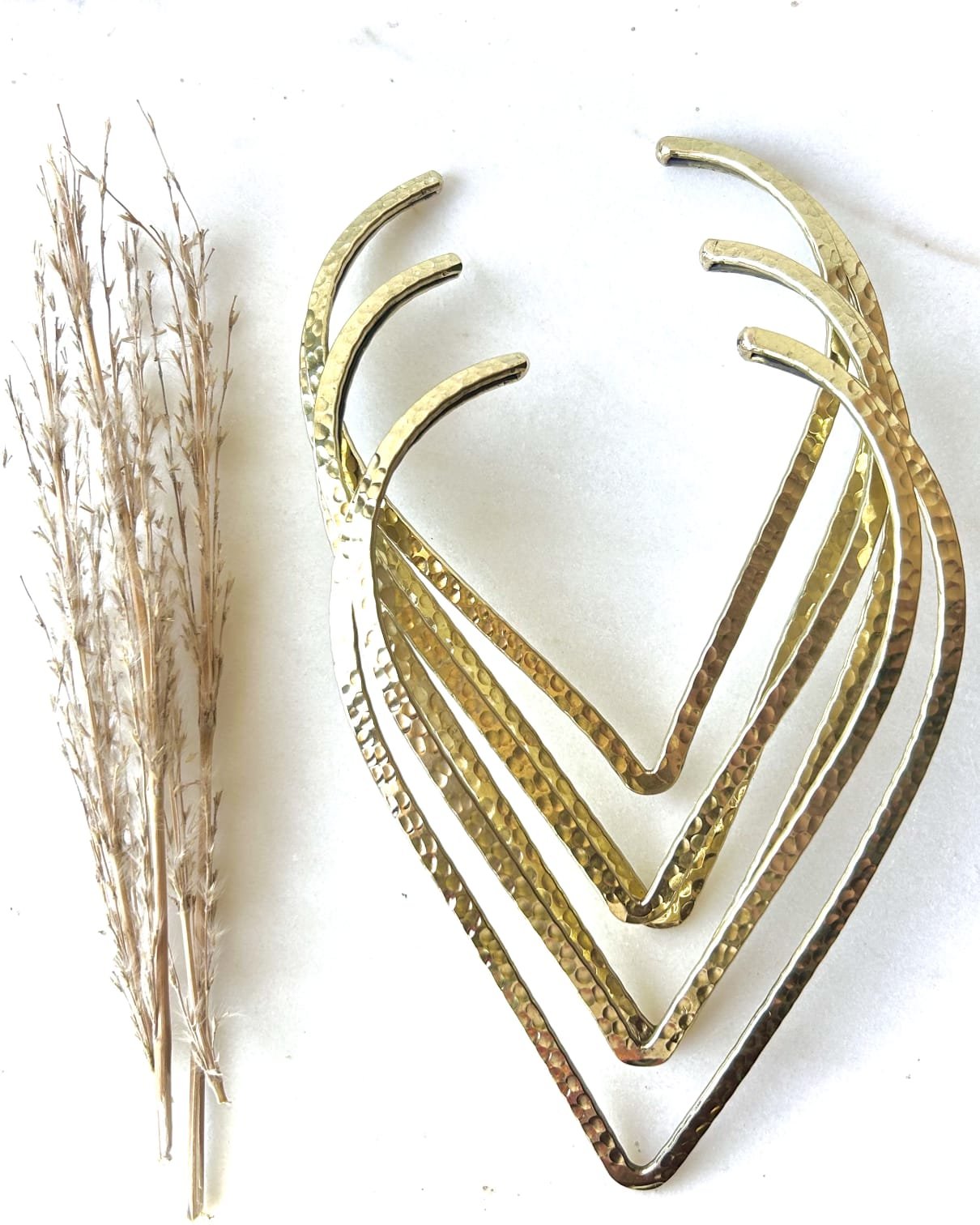 Heart Hammered Design Brass Choker Set