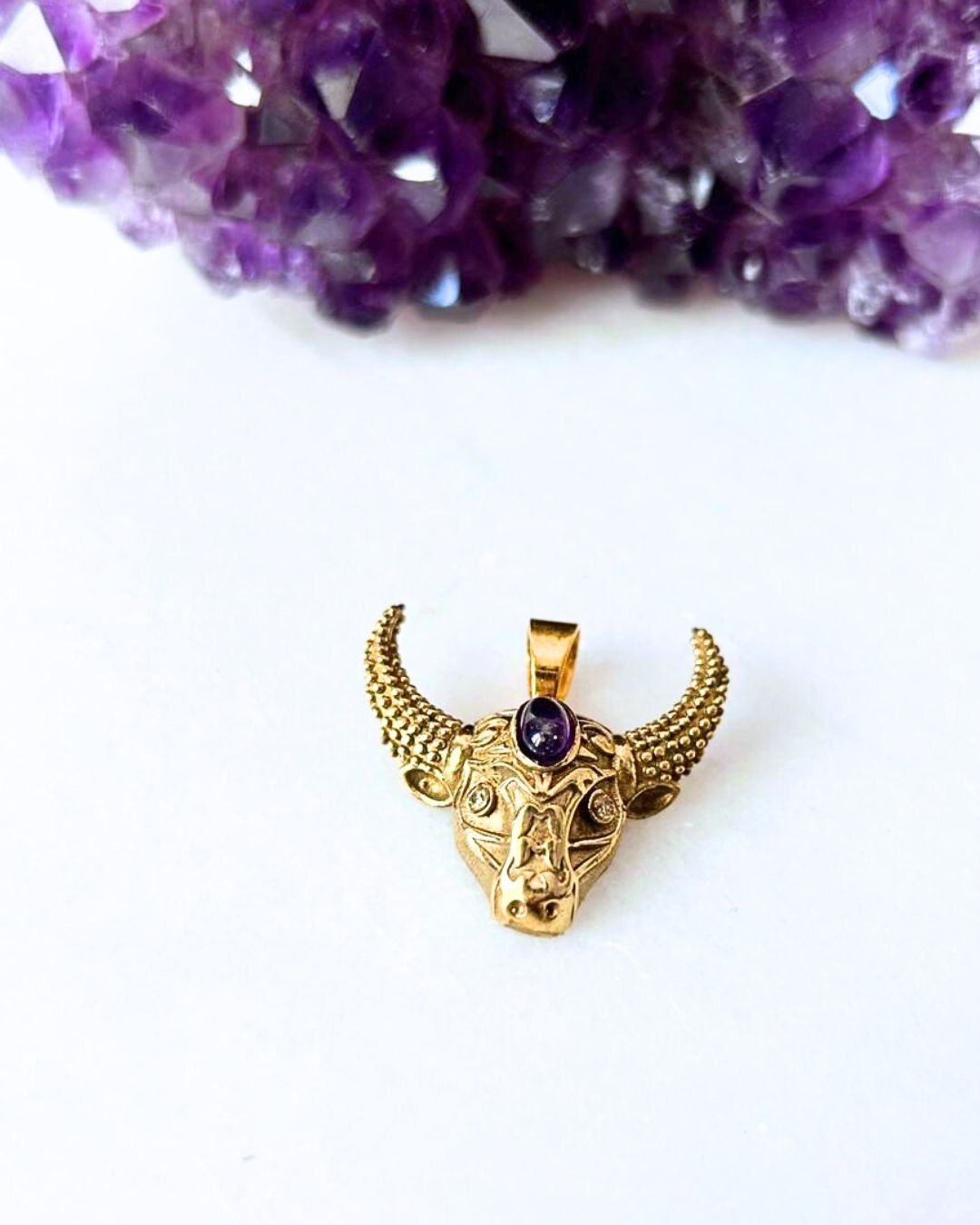 Horned Bull Head Brass Connector for Jewelry Making