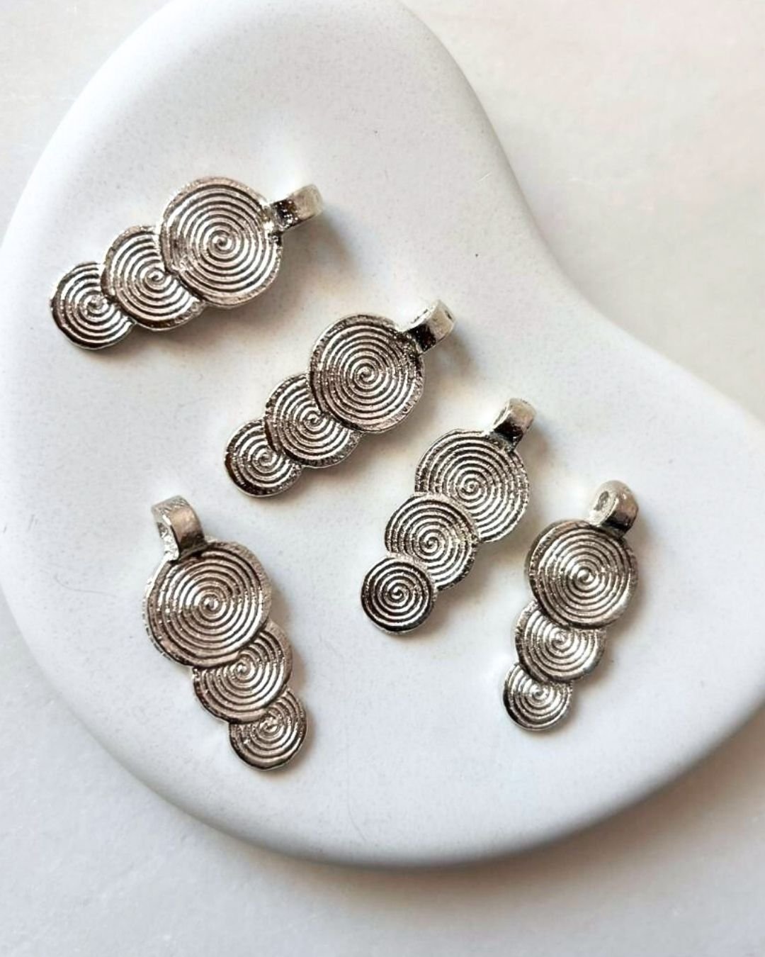 Triple Silver Filled Spiral Brass Charms
