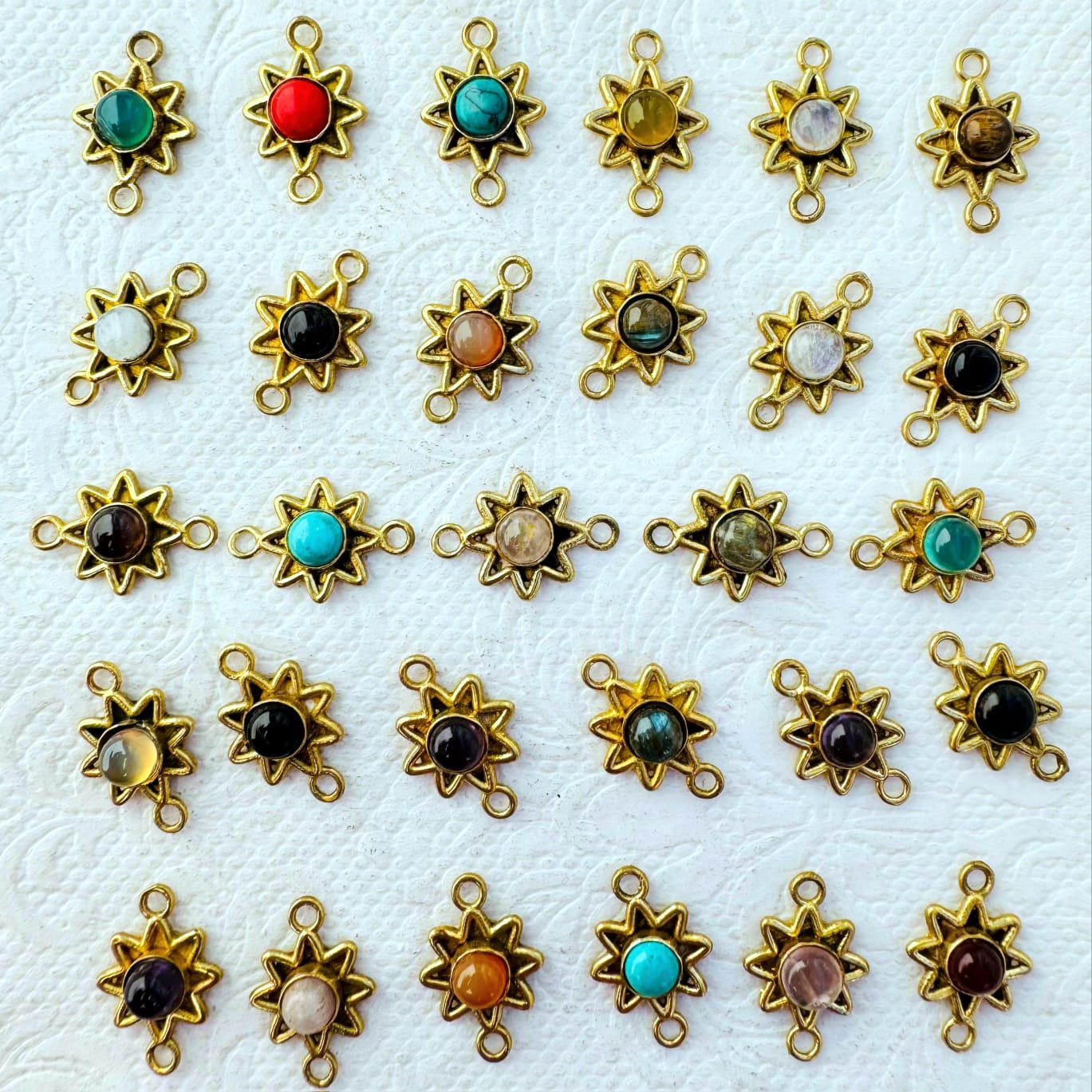 Sun Brass Gemstone Connectors