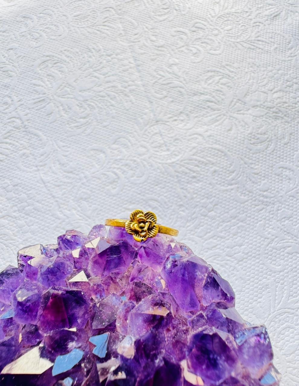 5/20 Pieces Sculpted Flower Brass Ring