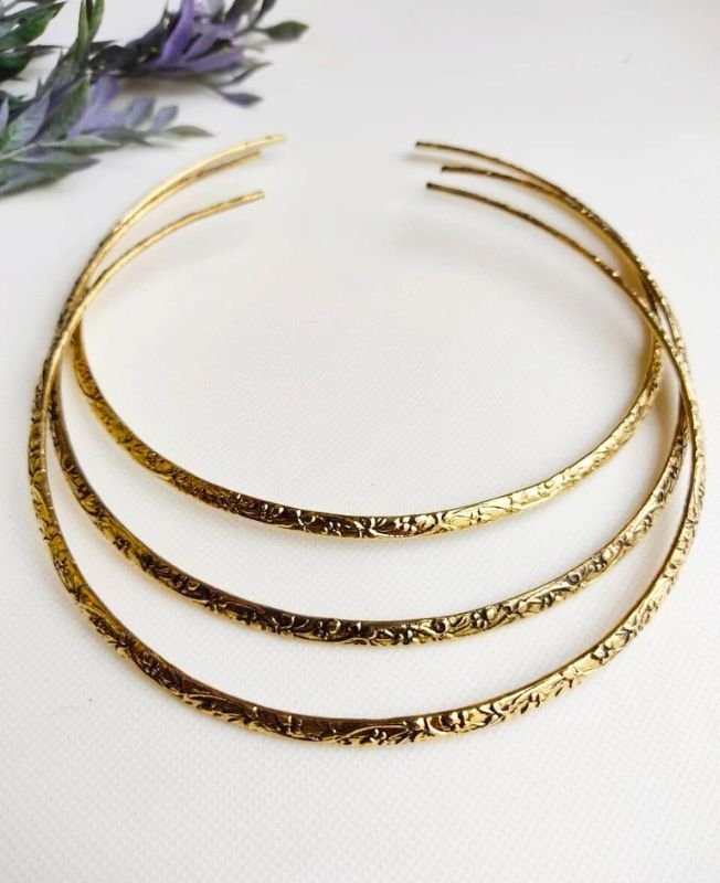 Bloomline Blossom Embossed Brass Choker Set
