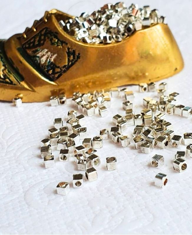 Cube Silver Filled Brass Beads