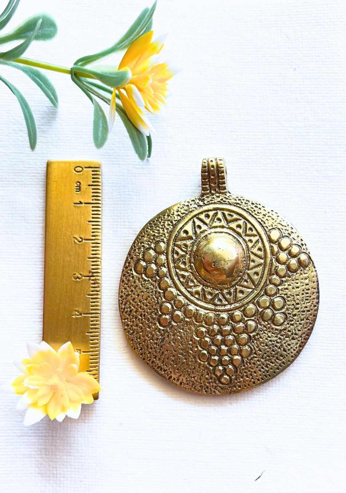 Big Ethnic Brass Pendant