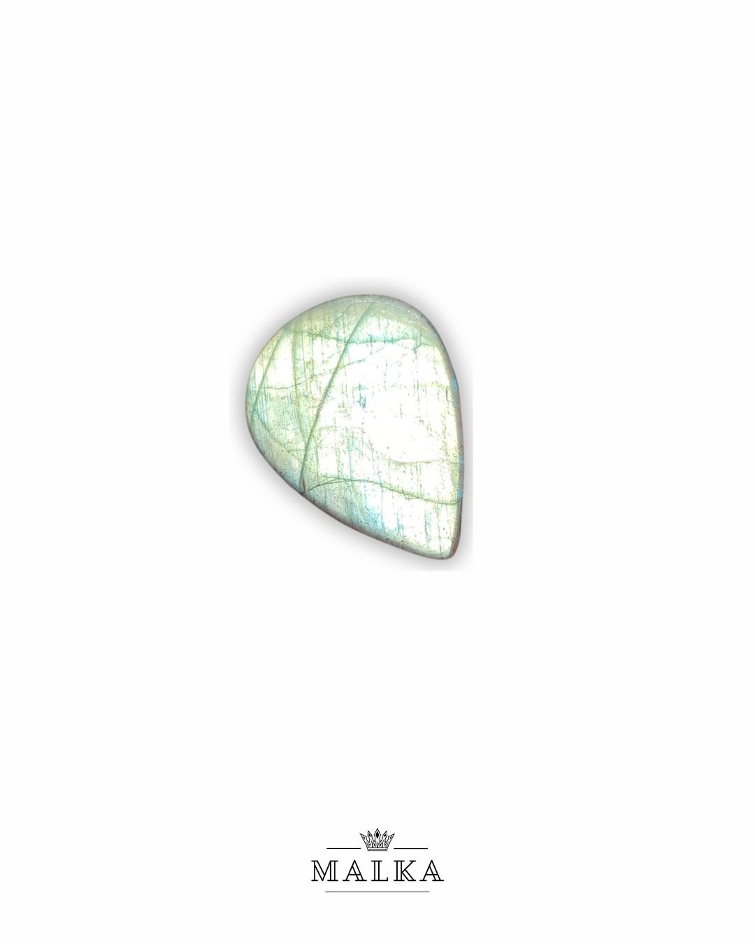 36mm Labradorite Cabochon - Drop Light Green Yellow Flash