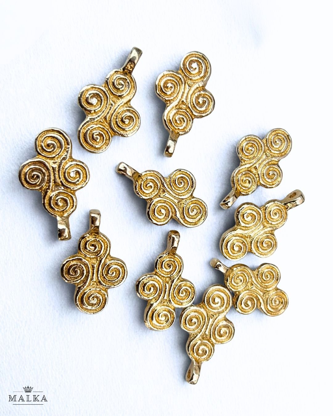 Quadratic Spiral Tribal Brass Charms