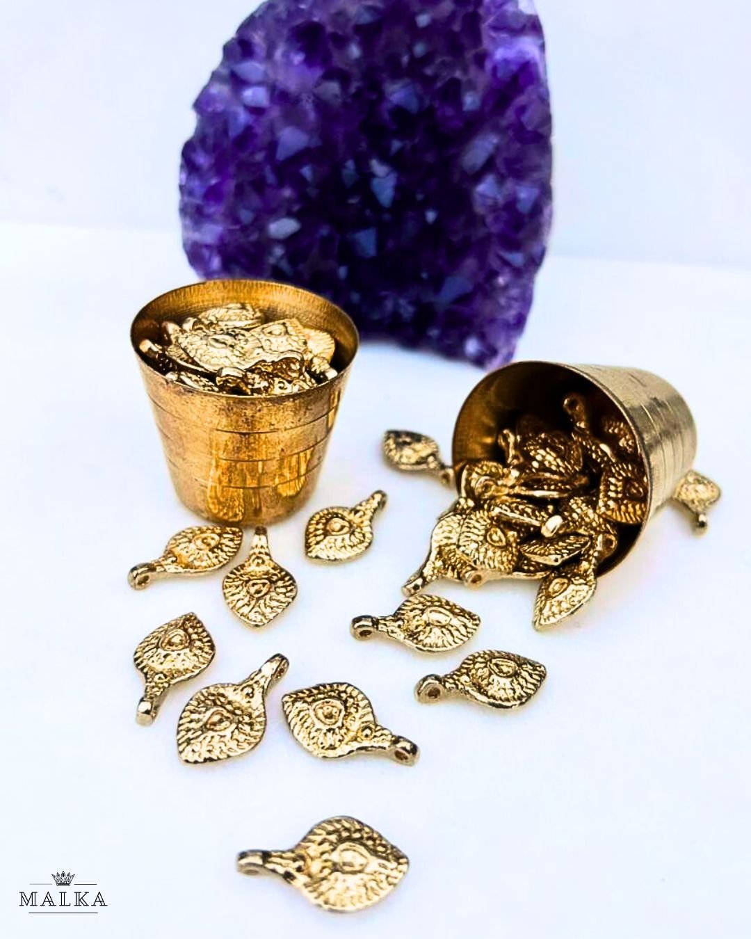 Textured Teardrop Brass Charms