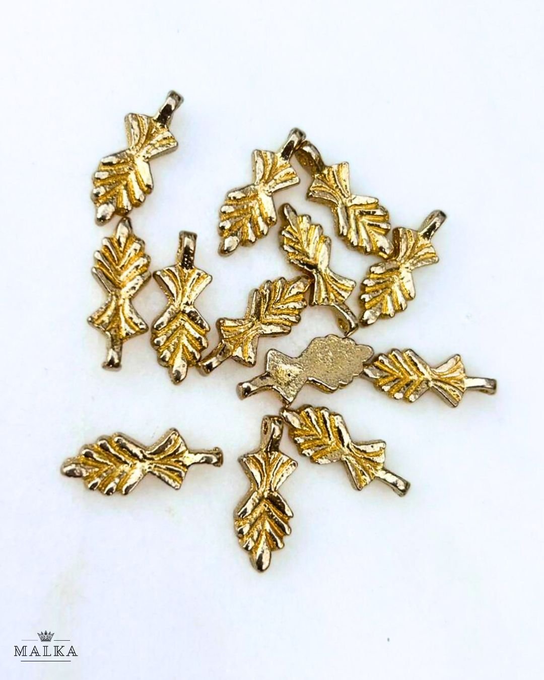Leaf Motif Brass Charms