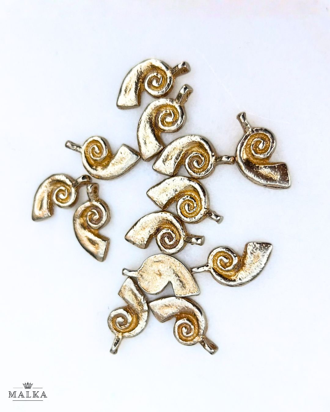 Abstract Spiral Leaf Brass Charms