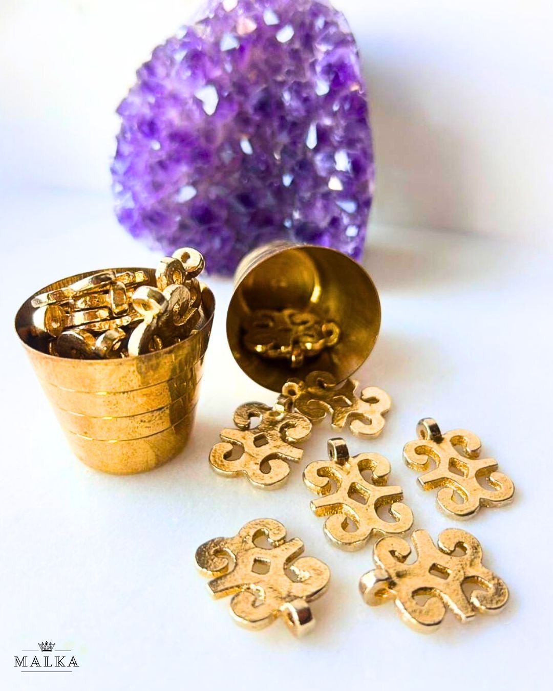 Ornamental Scroll Brass Charms