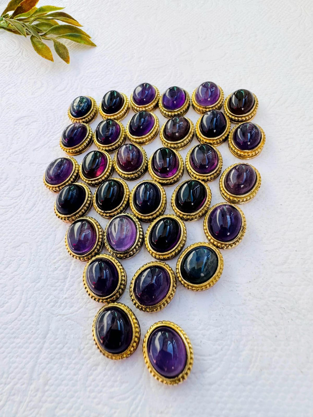 Oval Grooved stones - Amethyst Connectors for Micro Macrame