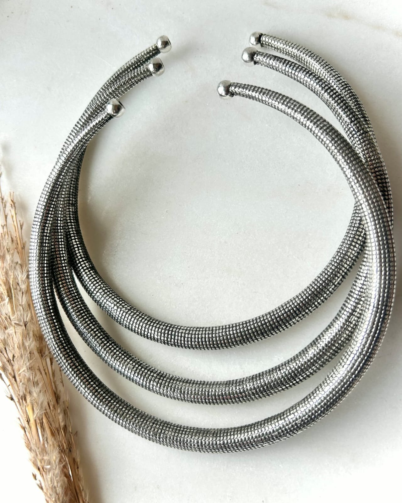 Celestial Pebble Silver Tone Brass Choker Set