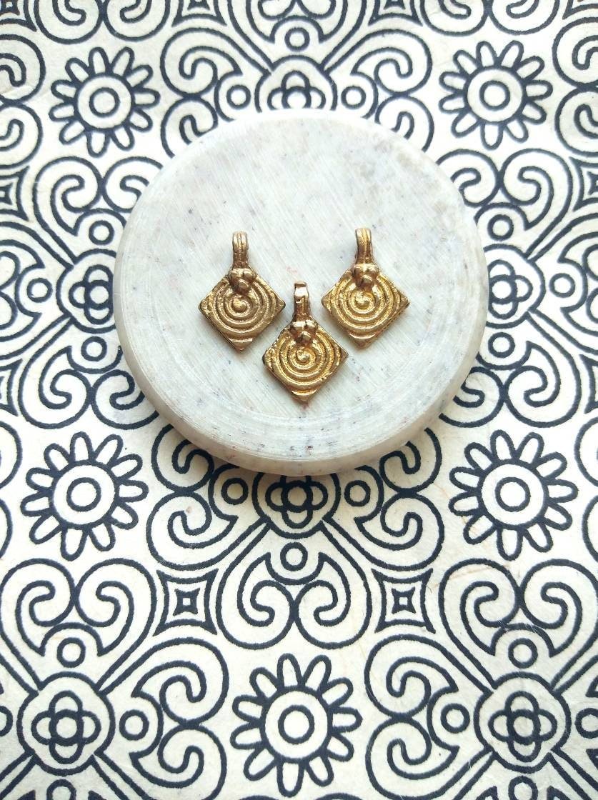Spiral Rhombus Brass Charms
