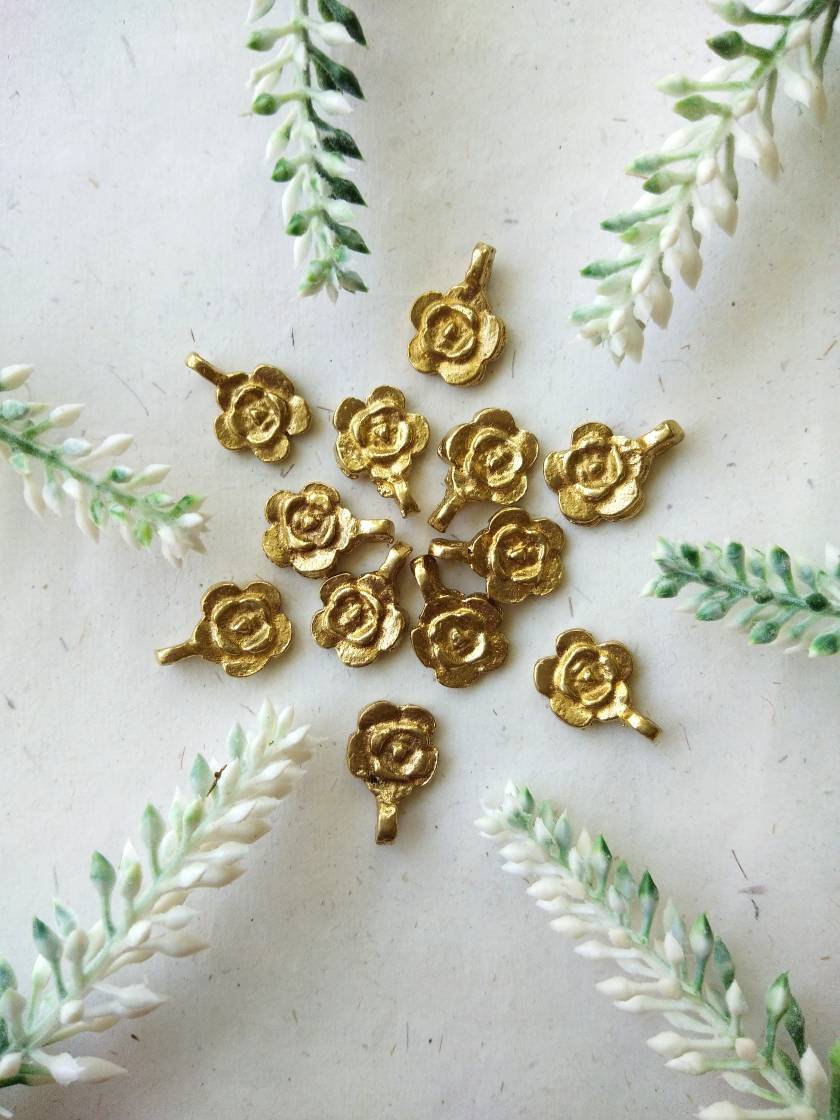 Flowers Brass Charms