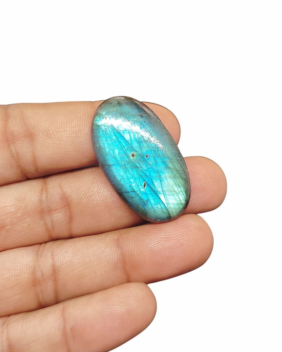 38mm Labradorite Cabochon - Oval Blue Flash - Image 2