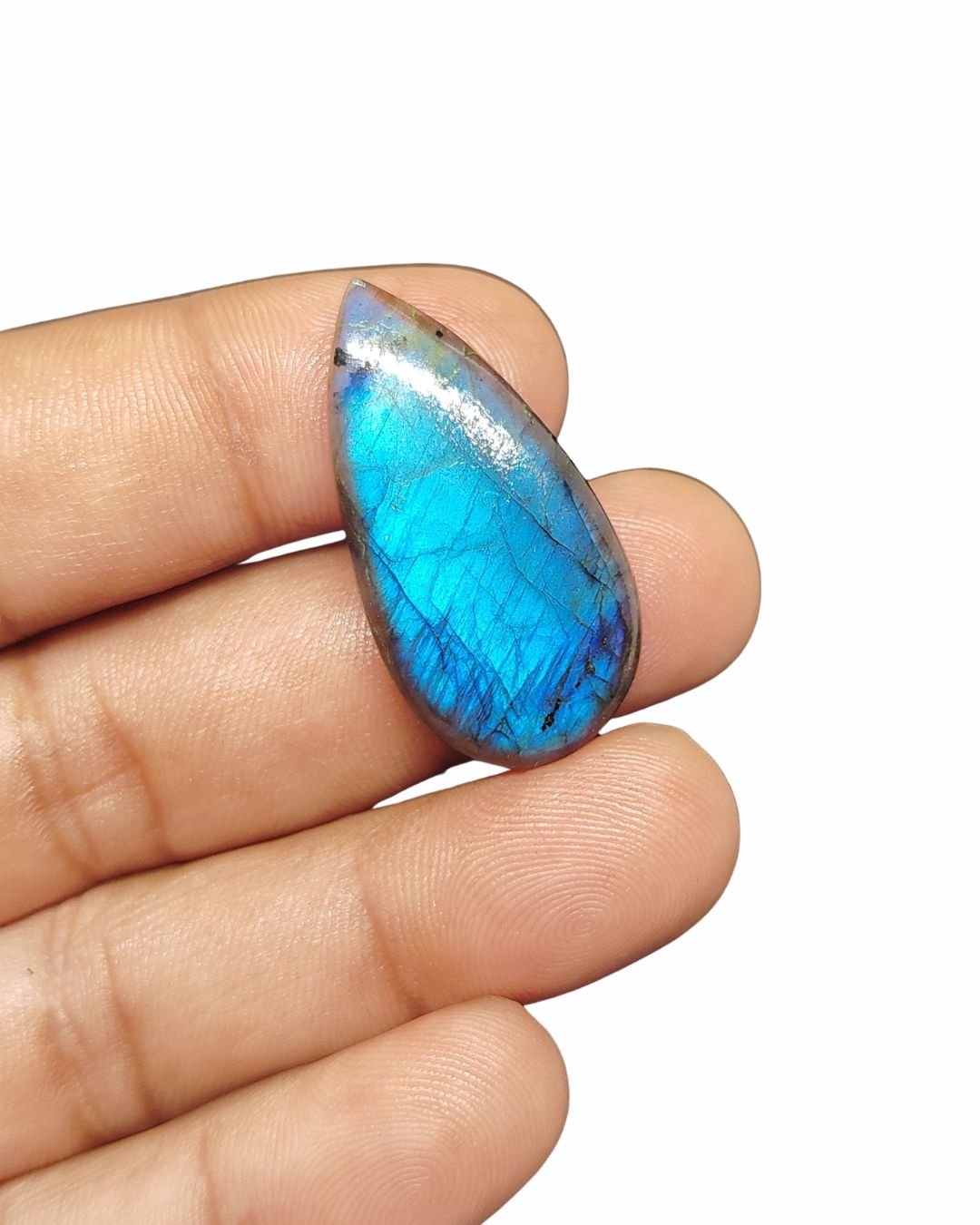 35mm Labradorite Cabochon - Drop Blue Shape - Image 3