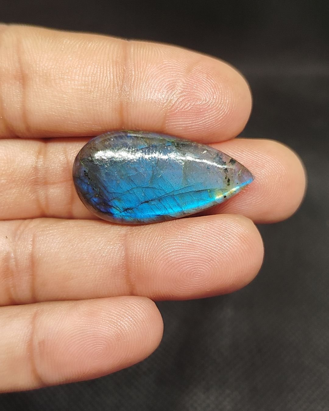 35mm Labradorite Cabochon - Drop Blue Shape - Image 2