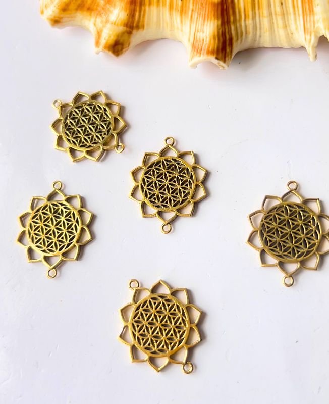 Unique Sacred Geometry Flower Brass Special Charms