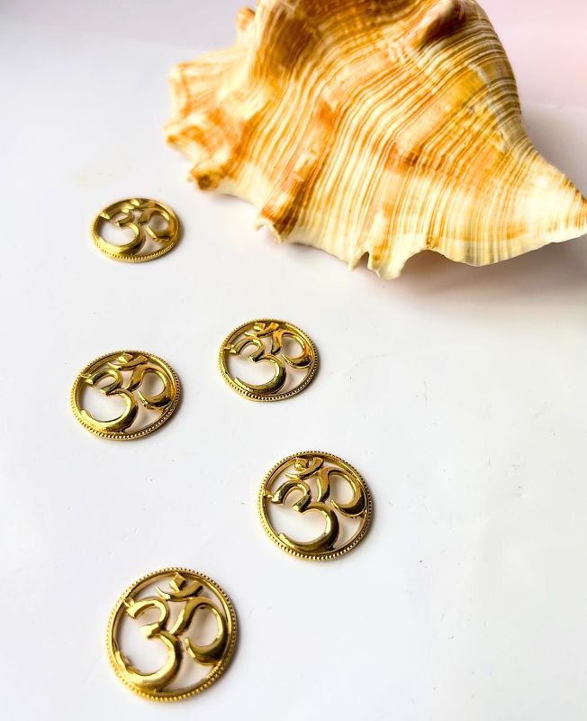 Revered Om Symbol Circle Pendant Brass Special Charms