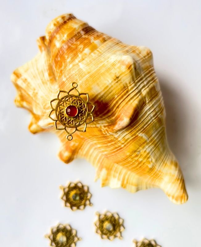 Mandala Bloom Brass Stones Charms Connectors