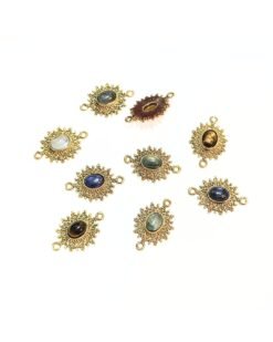 Mandala Gemstone Brass Charms Connectors