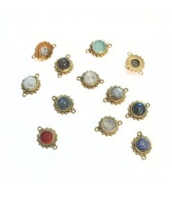 10 Round Stones Charms Connectors- Limited Stock