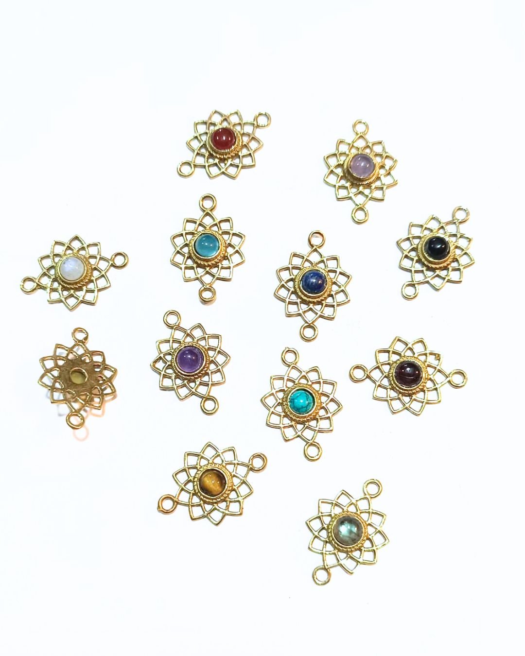 Floral Stone Brass Gemstone Connectors - Image 5