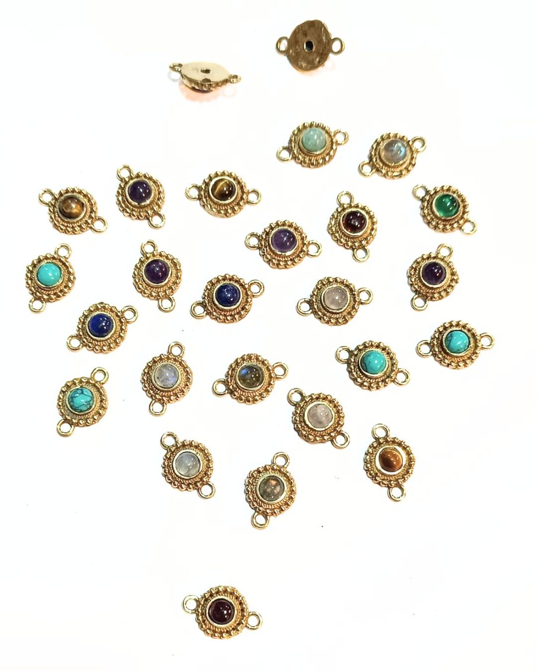 10 Round Stones Charms Connectors Limited Stock