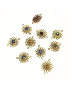 Flowers Gemstone Brass Charms Connectors