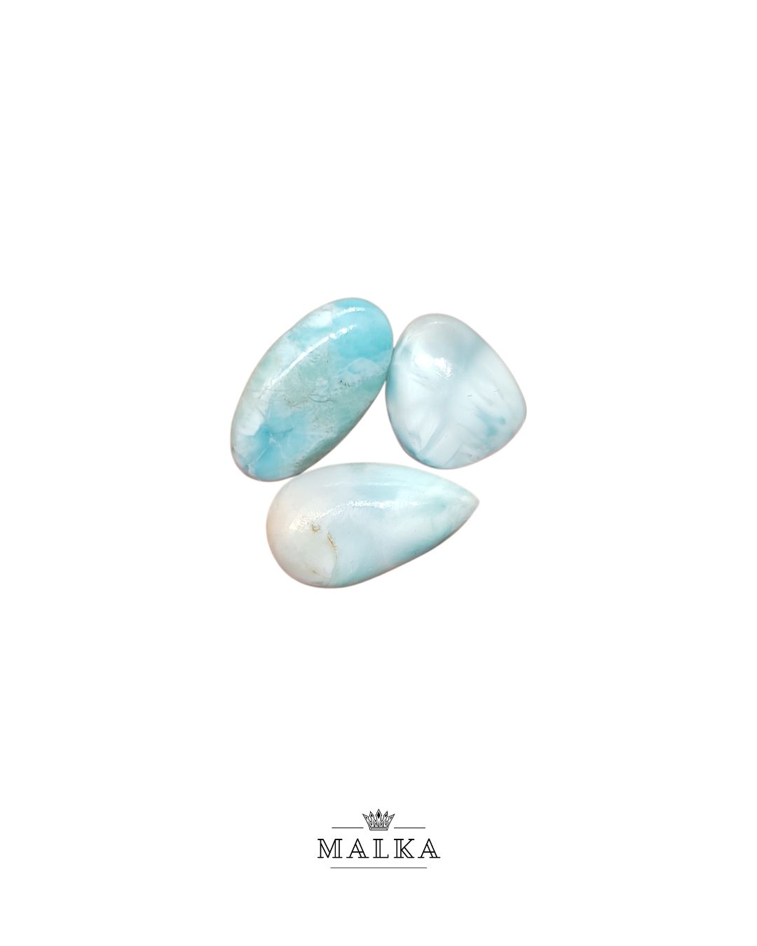 Larimar Cabochon – Set of 3, Mixed Sizes (17-23mm)