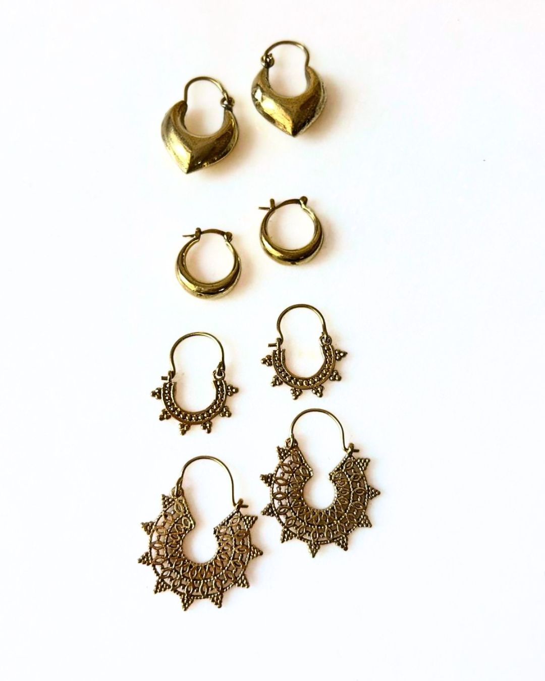 Mixed Brass Earrings Bundle - 4 Pairs