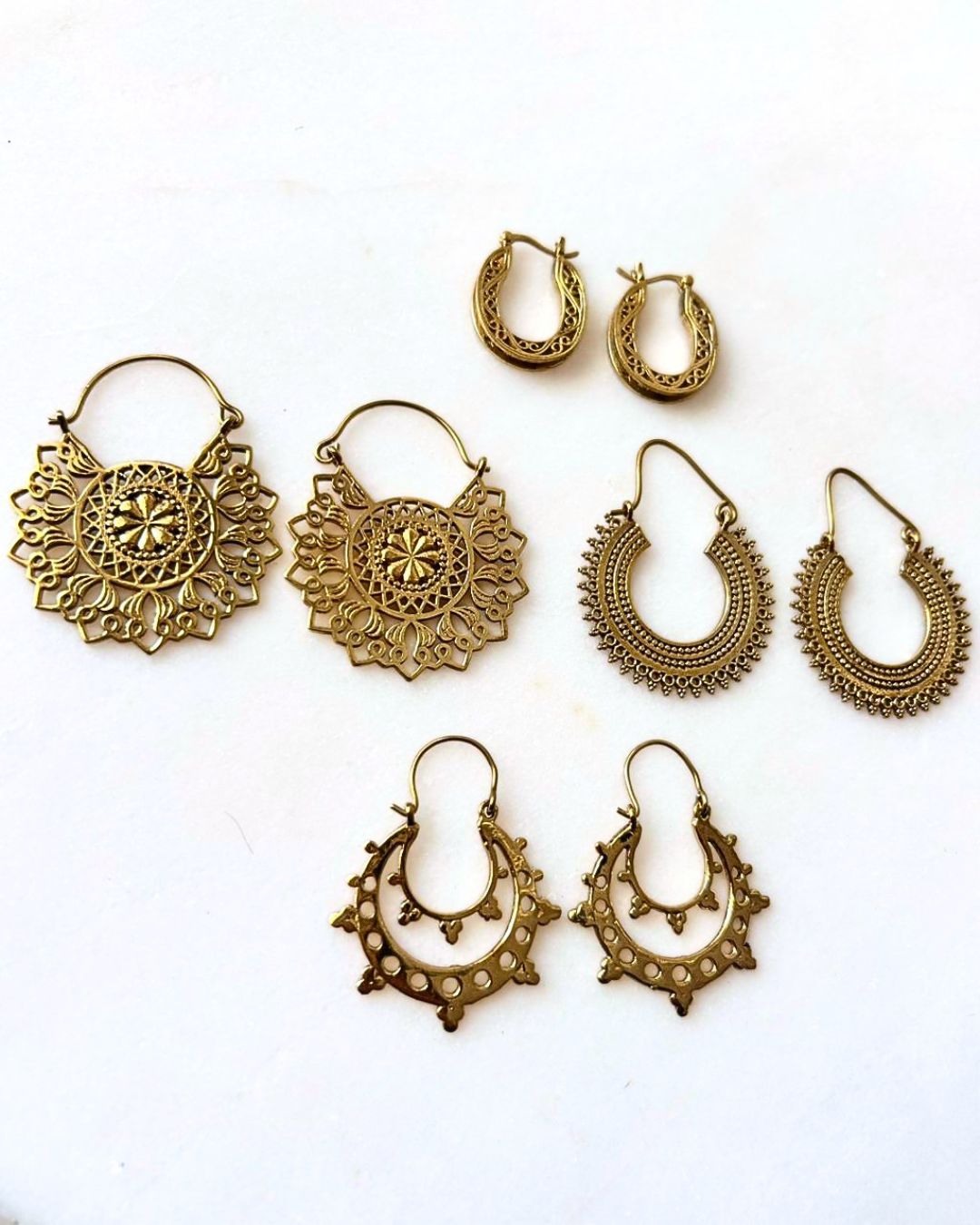 Mixed Brass Earrings Bundle - 4 Pairs