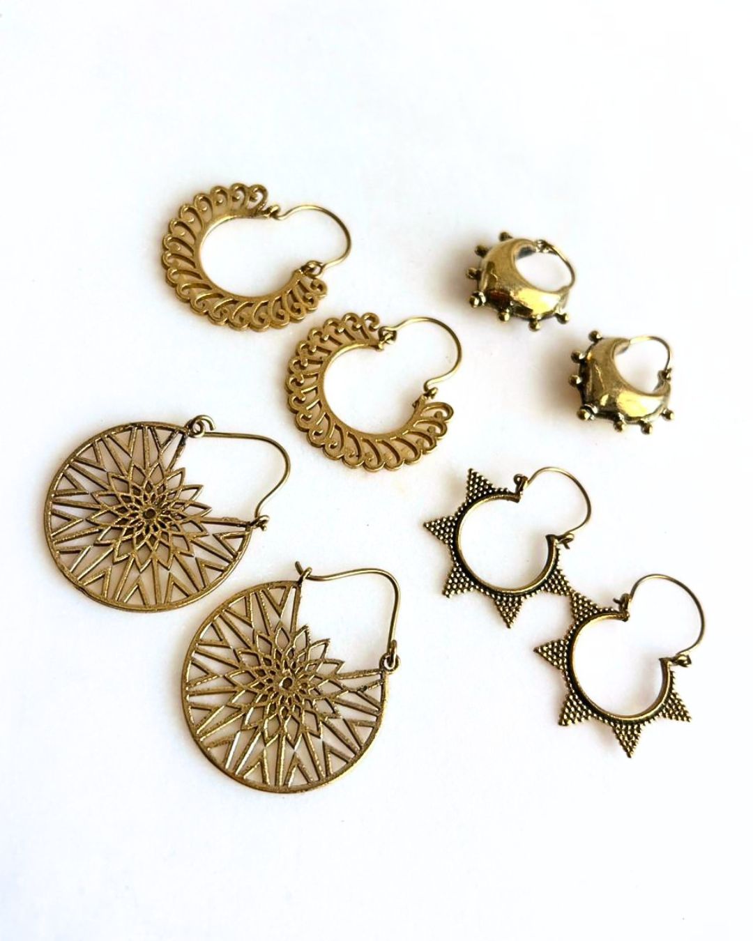 Mixed Brass Earrings Bundle - 4 Pairs