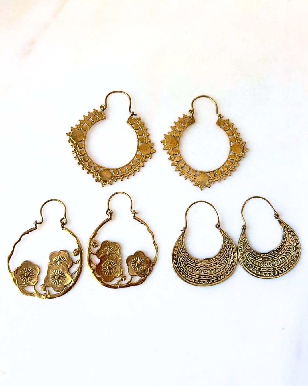Mixed Brass Earrings Bundle - 4 Pairs