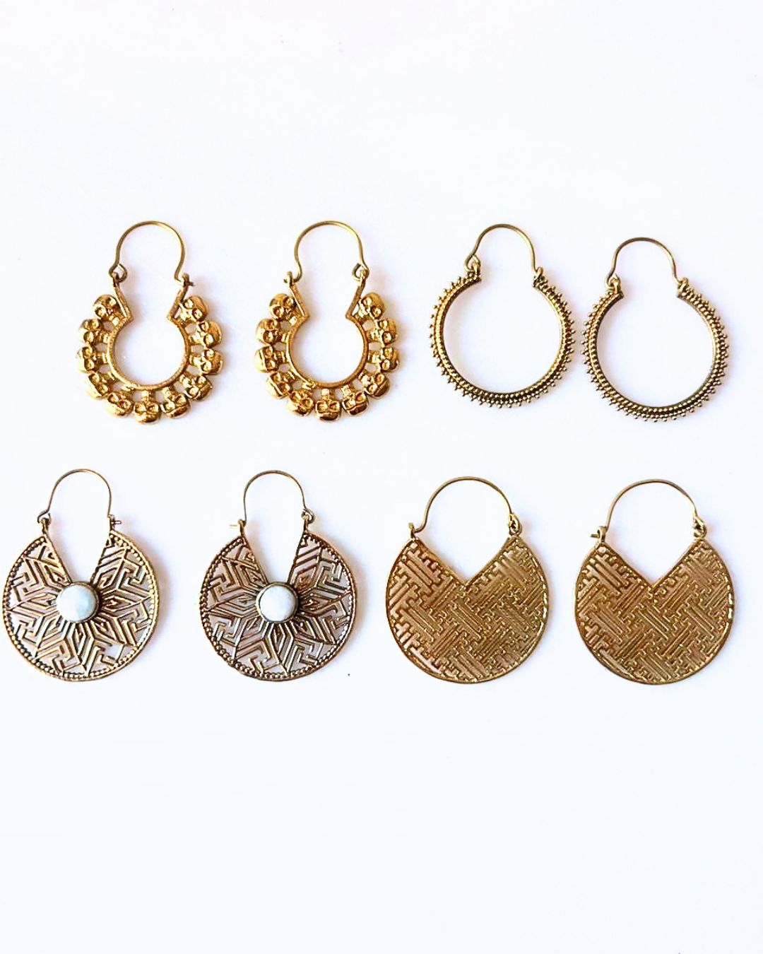 Mixed Brass Earrings Bundle - 4 Pairs