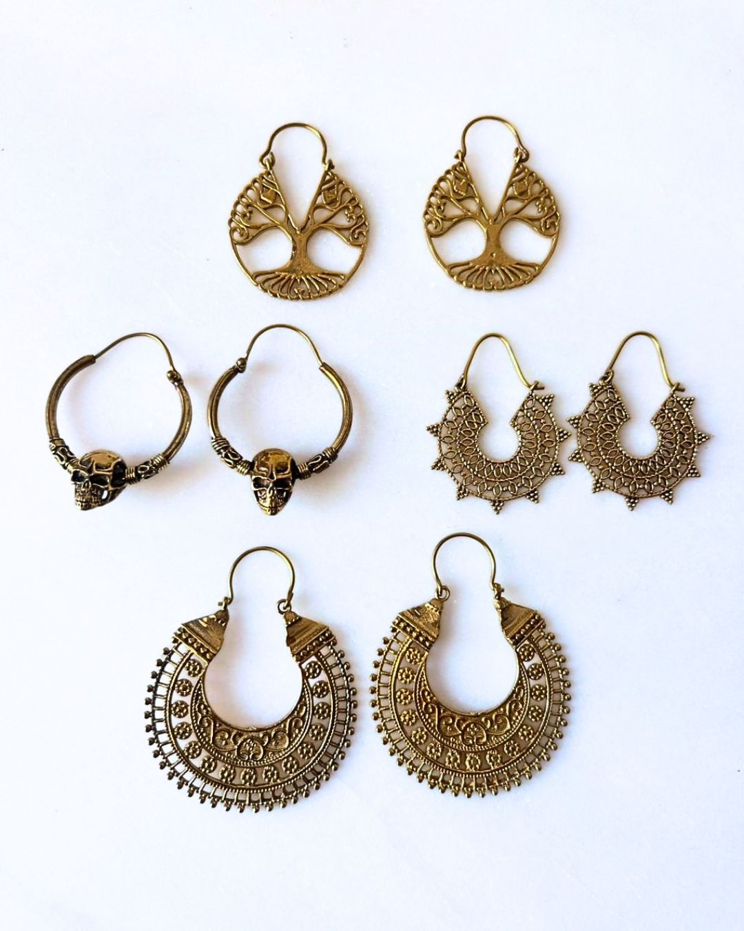 Mixed Brass Earrings Bundle - 4 Pairs