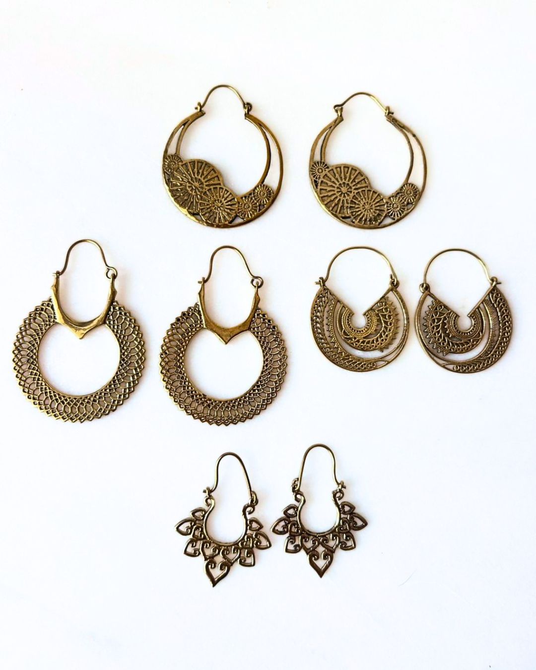 Mixed Brass Earrings Bundle - 4 Pairs