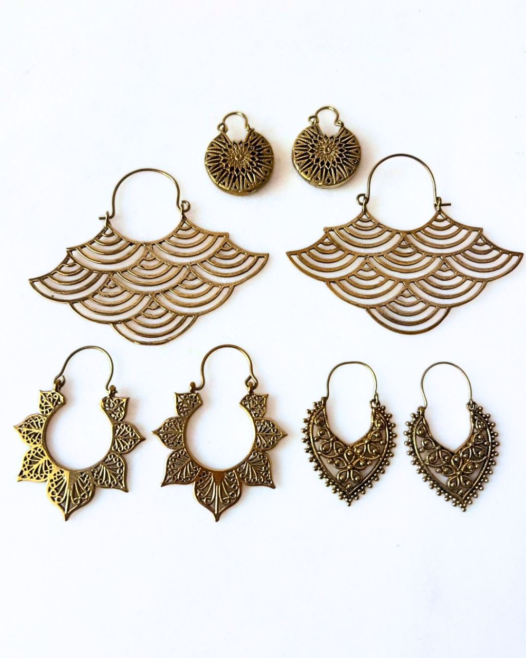 Mixed Brass Earrings Bundle - 4 Pairs