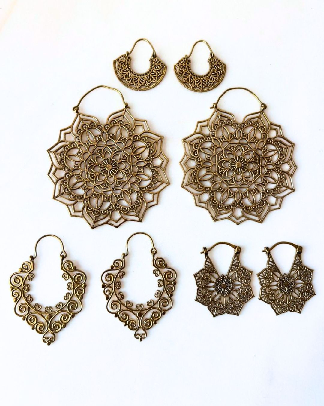 Mixed Brass Earrings Bundle - 4 Pairs