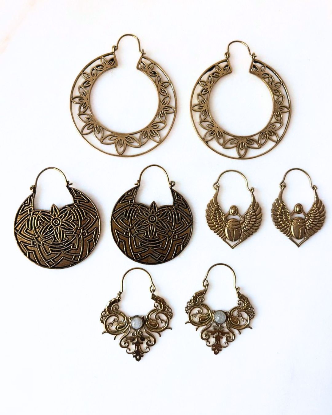 Mixed Brass Earrings Bundle - 4 Pairs