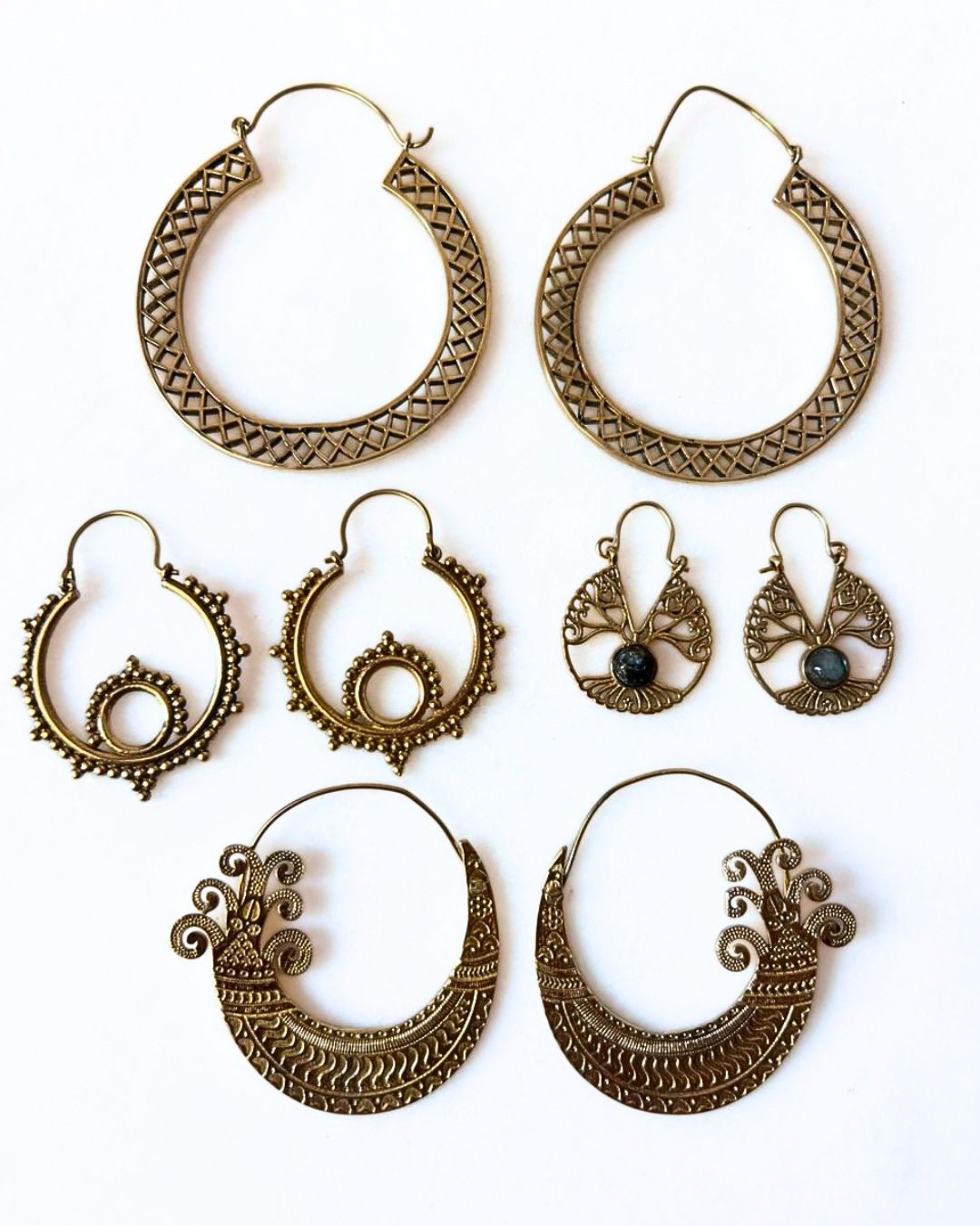 Mixed Brass Earrings Bundle - 4 Pairs