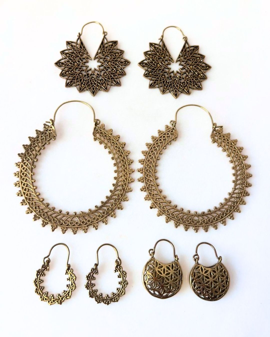Mixed Brass Earrings Bundle - 4 Pairs