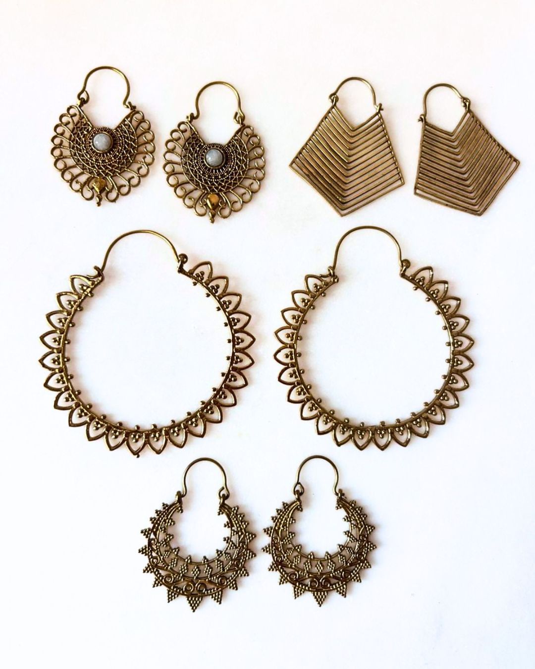 Mixed Brass Earrings Bundle - 4 Pairs