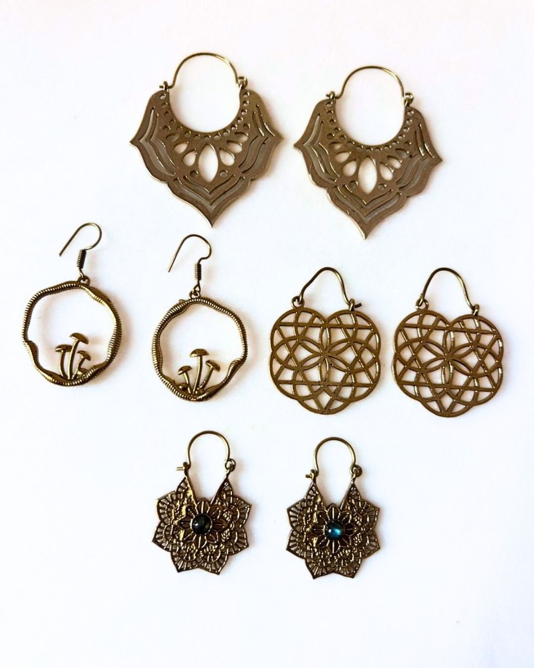 Mixed Brass Earrings Bundle - 4 Pairs