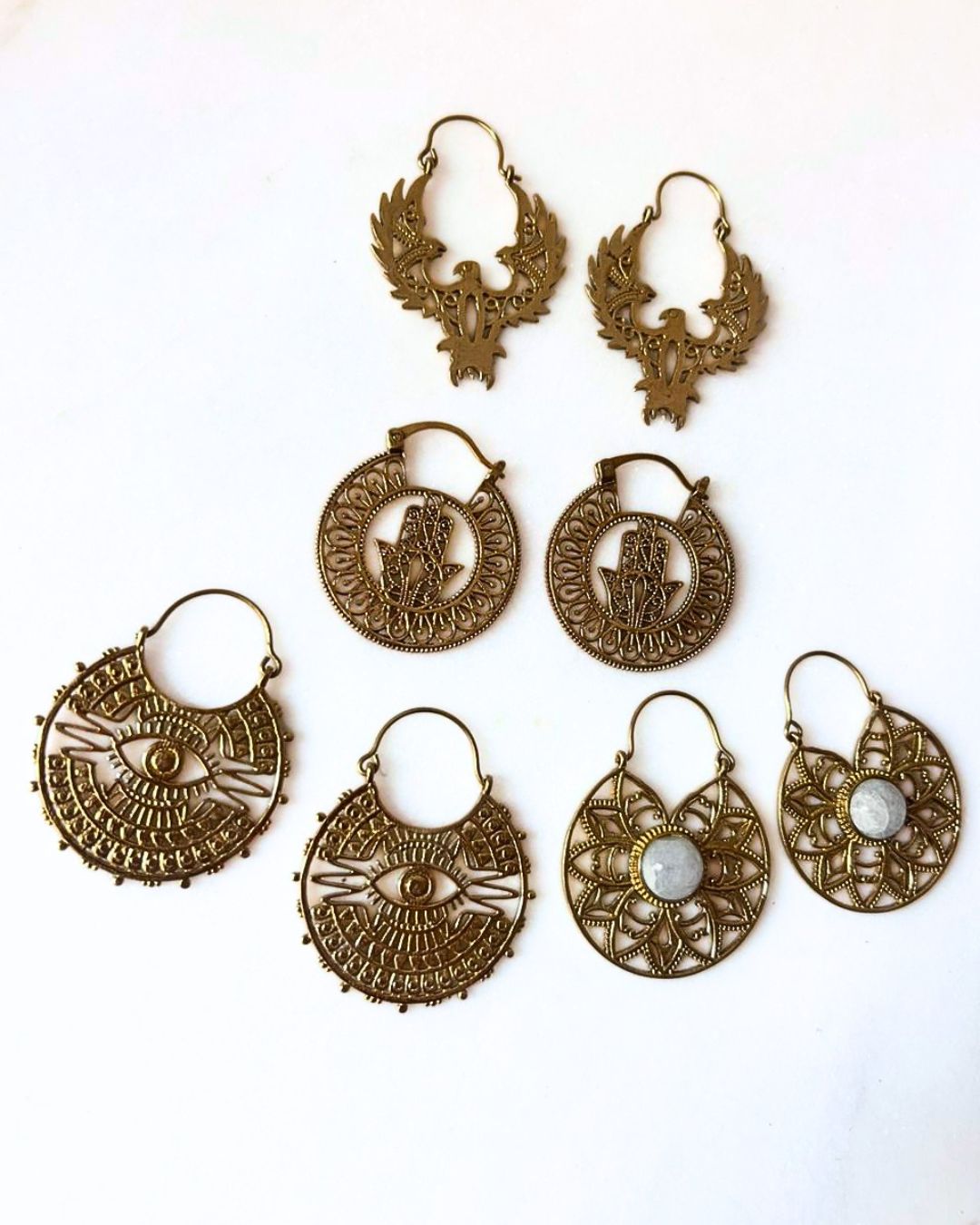Mixed Brass Earrings Bundle - 4 Pairs