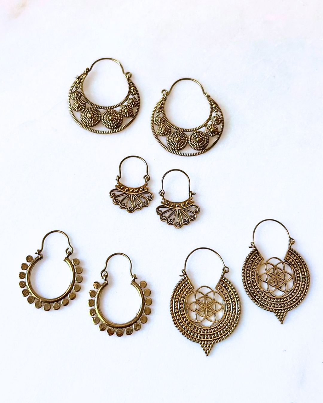 Mixed Brass Earrings Bundle - 4 Pairs