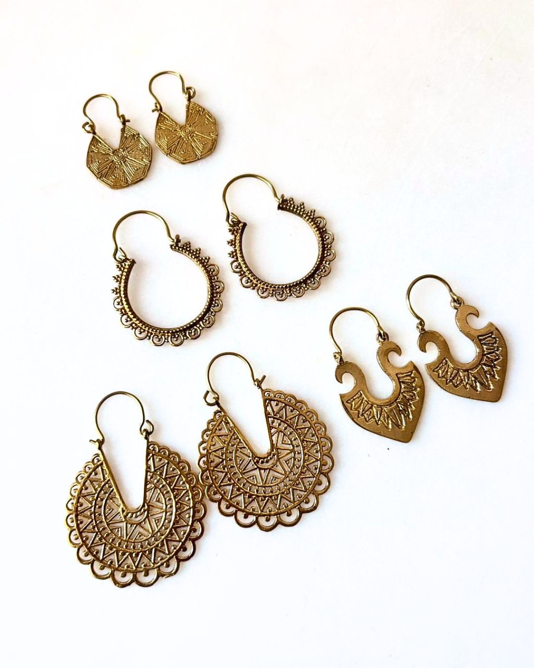 Mixed Brass Earrings Bundle - 4 Pairs