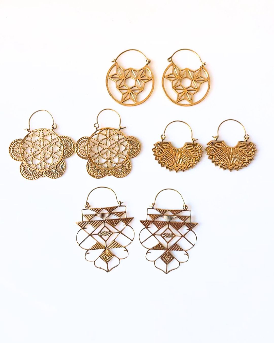 Mixed Brass Earrings Bundle - 4 Pairs
